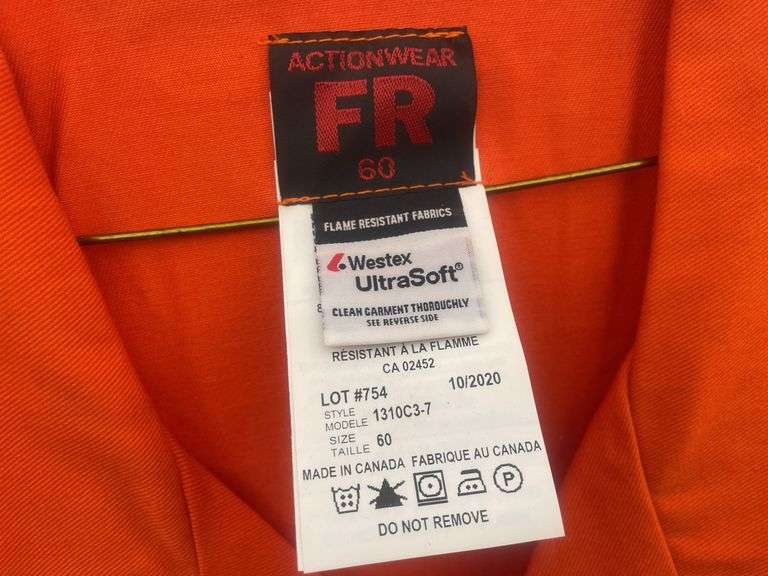 2 Orange 3M Flame resistant coveralls size 60