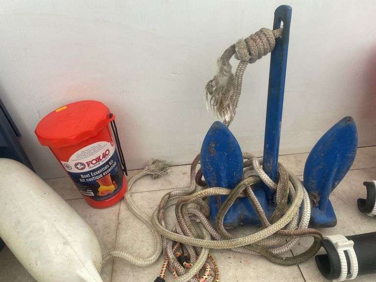 Boat anchor, rod holders, bumper guards etc