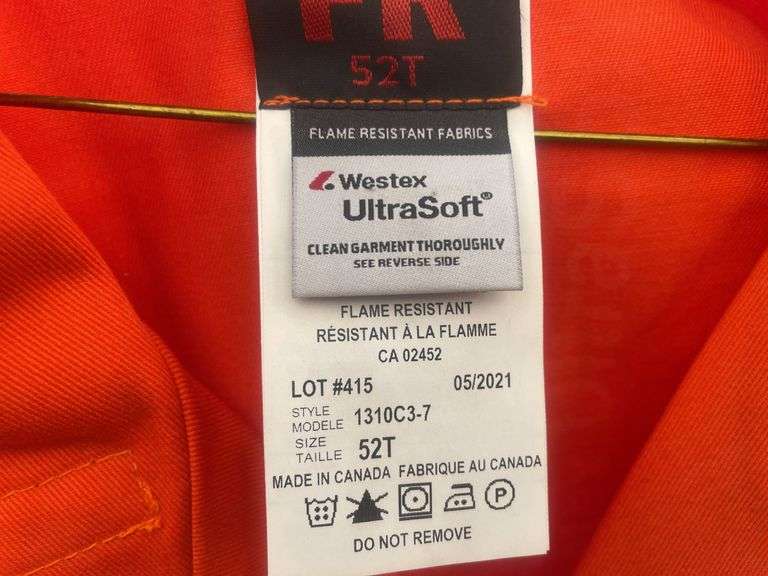 2 Orange 3M Flame resistant coveralls size 52T