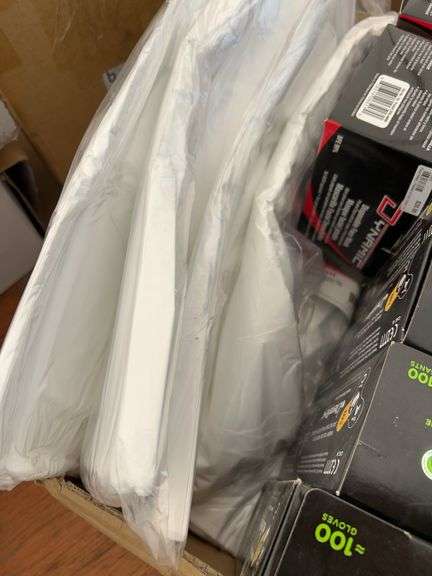 400 of disposable aprons, 4 boxes XL silicone gloves, 4 boxes disposable masks