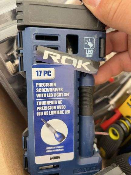2 of 3 pack ShopPro locking pliers sets, qty of folding hex key sets, 3 of precision screwdriver set