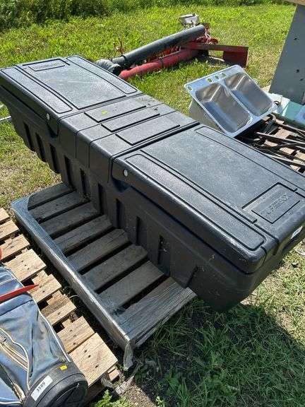 Plastic truck box - top measures 64” across- 1 key