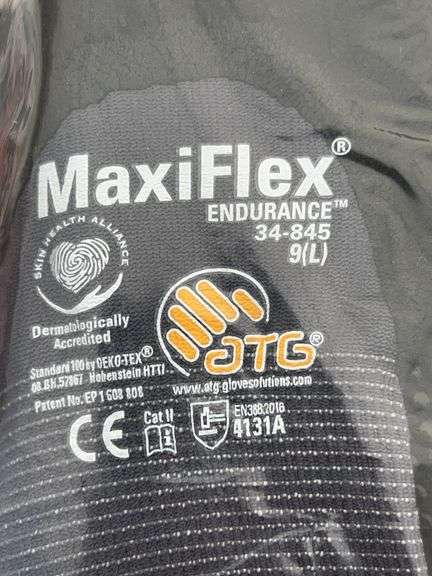 400 of disposable aprons, hard hat mounted ear muffs, 2 bags of size Large rubber coated gloves,