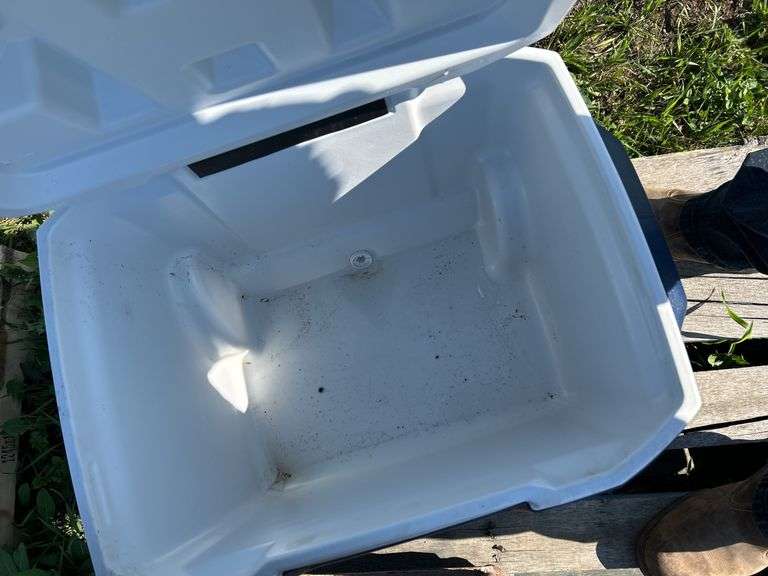 Cooler, shop chair, boat tank