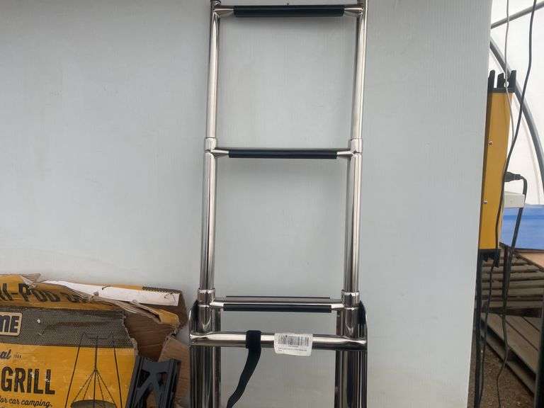 Tripod grill, three step stainless steel marine ladder, hand guards for a Polaris ￼snowmobile hand b