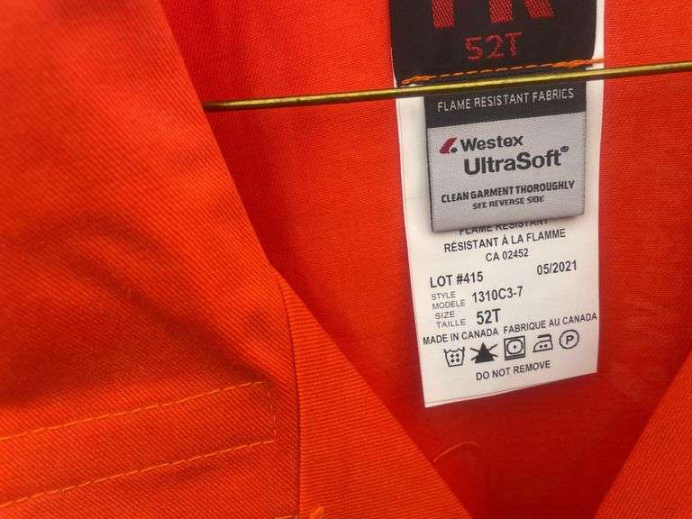 2 Orange 3M Flames resistant coveralls size 52T