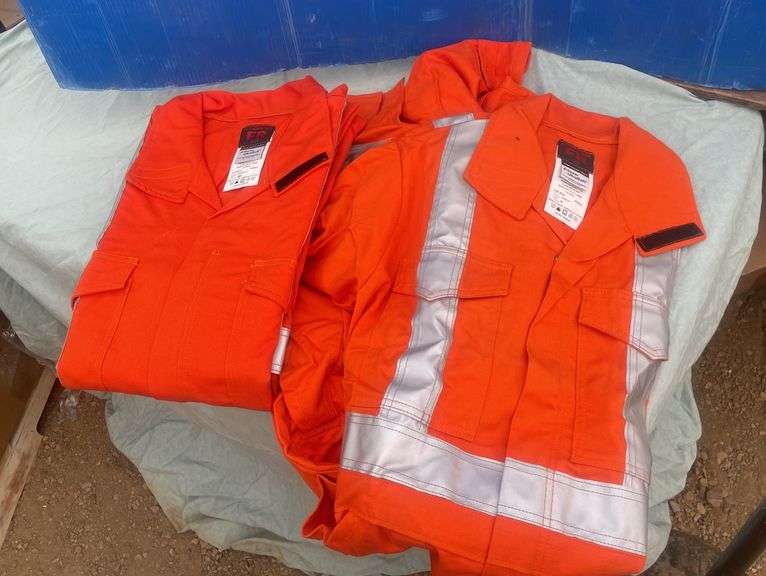 2 Orange 3M Flames resistant coveralls size 50T and size 38
