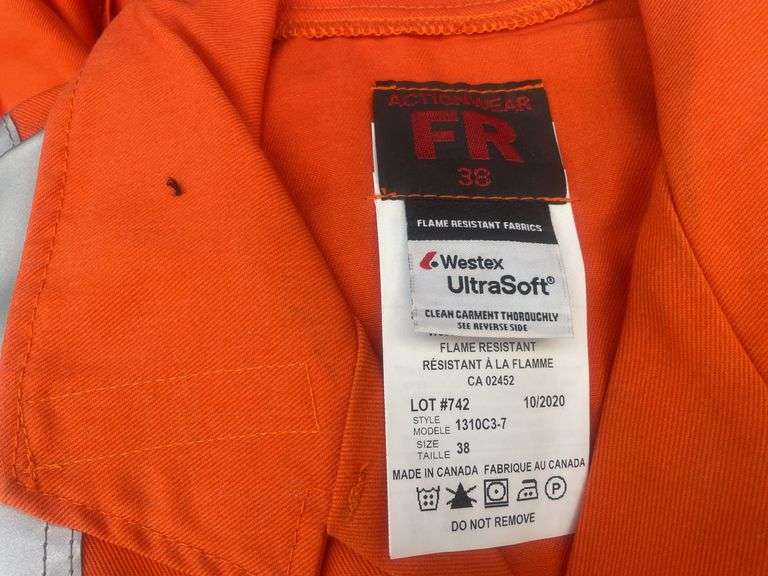 2 Orange 3M Flame resistant coveralls size 50T and size 38