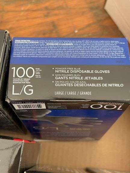 Qty of 25W light bulbs, disposable masks, nitrile gloves