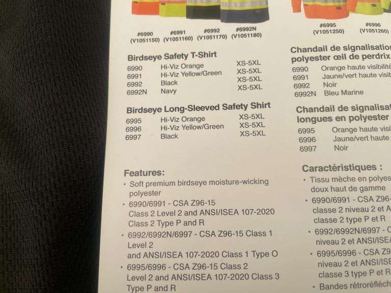10 Large Birdseye long sleeved safety shirts