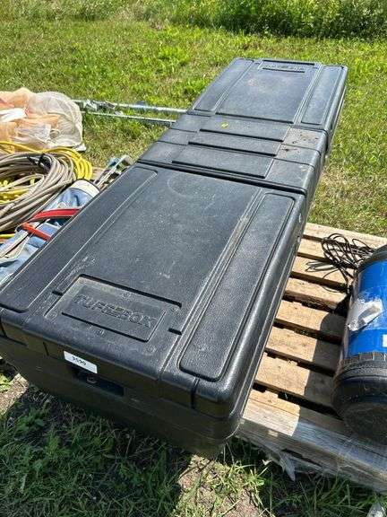 Plastic truck box - top measures 64” across- 1 key