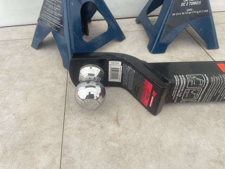 2 jack stands and a receiver hitch with 1 7/8” ball