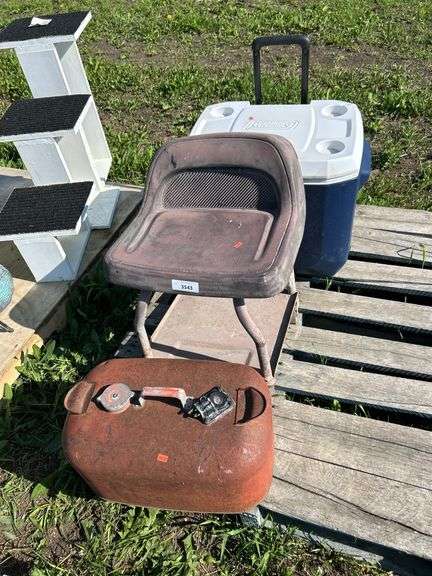 Cooler, shop chair, boat tank