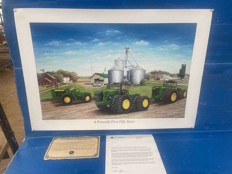 John Deere Four Wheel Drive Tractor - limited edition unframed print #1224/5500 -50 year commemorati