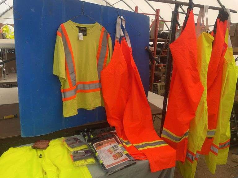 Quantity of XL hi-viz safety wear including light weight bib overalls, t-shirts etc