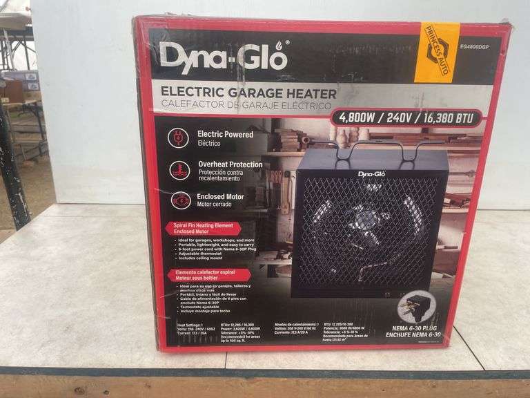 Unused Dyna-Glow electric garage heater  4800W/240V/16,380BTU
