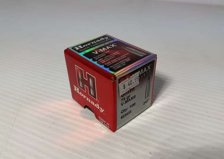 100 Rounds of Hornady 6mm 75gr .243 Ammo