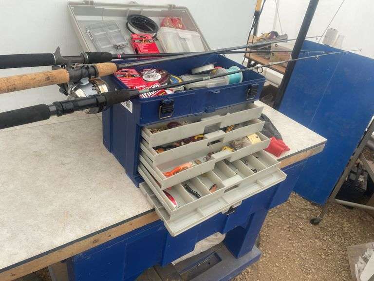 Tackle box and tackle comes with 2 rod/reel combo and an extra rod
