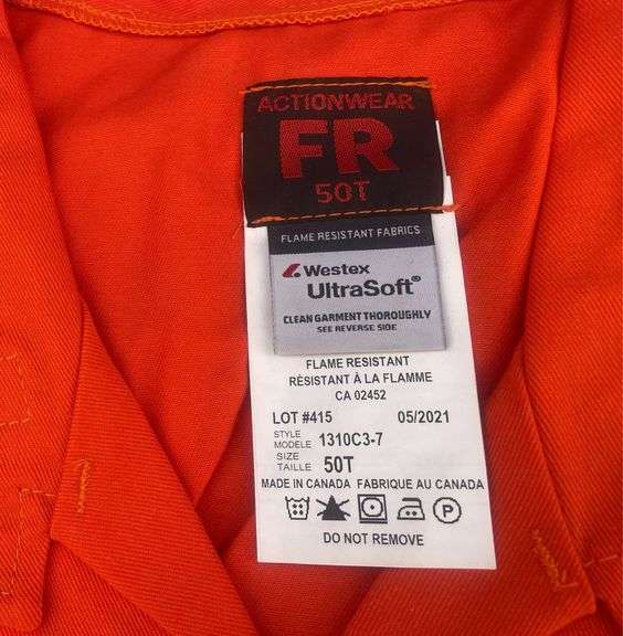 2 Orange 3M Flame resistant coveralls size 50T and size 38