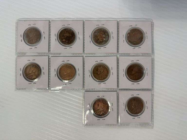 10 - Large Pennies - 1859 Victorian to 1920 - Mixed Dates
