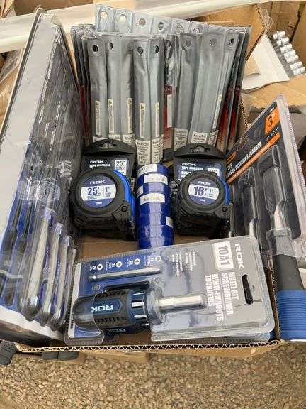 File set, tape measures, qty of 3/16” Masonry bits, chisel set, teflon tape, multi bit screwdrivers