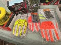 Quantity of safety supplies including glasses, face masks, ear muffs,work gloves, rubber gloves,.
