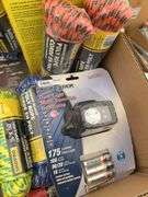 Earplugs, qty of zip ties, qty of 1/4”x50’poly rope packs, flashlights,hard hat mounted hearing muff