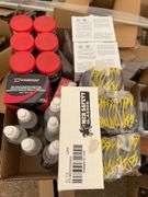 Qty of zip ties, hand sanitizer,hard hat mounted hearing muffs, bandaids, XL gloves, safety glasses 