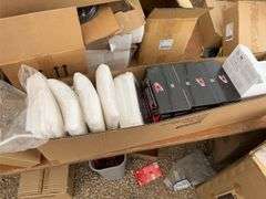 Qty of disposable aprons, first aid burn kit, qty of disposable masks, hard hat mounted earmuffs muf
