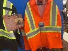 Flame -resistant zip style heavyweight hoodie, hi-viz rain jacket, light weight bib overall,