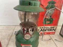 Pair of Colemen gas lanterns, 1 propane lantern and one battery operated lantern