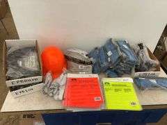 Hard hats, hard hat sweat bands, hard hat reflective stickers etc