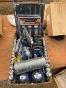 File set, chisels, electrical tape, tape measures, chalk lines, socket sets, folding hex keys etc