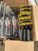2 of 3 pack ShopPro locking pliers sets, qty of folding hex key sets, 3 of precision screwdriver set