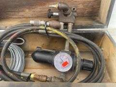 Air dryer, Approx 100 ‘ of winch cable and a shop built wooden tool box 25”x10 1/2”