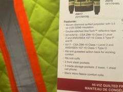 2 Hi-Viz quilted freezer jackets MEDIUMS and a pair of size 30 pants