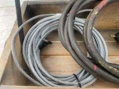 Air dryer, Approx 100 ‘ of winch cable and a shop built wooden tool box 25”x10 1/2”