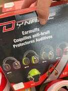 Hard hat mounted ear muffs, qty of floor marking tape, disposable dust masks, fire blankets