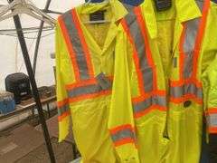 2 quilted freezer jackets - one is S and the other one is XS, 2 light weight coveralls - 1 S &1 M