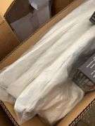 400 of disposable aprons, hard hat mounted ear muffs, 2 bags of size Large rubber coated gloves,
