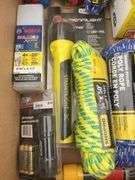 Earplugs, qty of zip ties, qty of 1/4”x50’poly rope packs, flashlights,hard hat mounted hearing muff