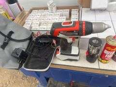 Working Black & Decker 14 V cordless drill, small butane heater, quantity of lightbulbs, etc.