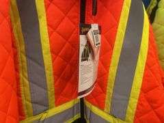 2 Hi-Viz quilted freezer jackets MEDIUMS and a pair of size 30 pants