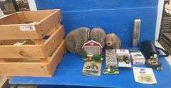 Misc 1:64 scale Johhn Deere toys, stainless steel thermos, and John Deere teddy bears etc