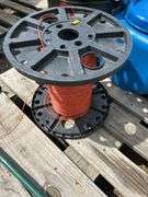 Pallet of misc plastic containers, bale twine, partial pail of tar etc