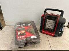 Mr. Heater portable propane camping heater and a tarp 18'x24'