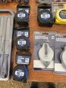 Chisels, socket sets, file set, tape measures, chalk lines, multi screwdrivers
