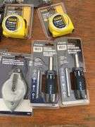 Chisels, socket sets, file set, tape measures, chalk lines, multi screwdrivers