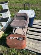 Cooler, shop chair, boat tank