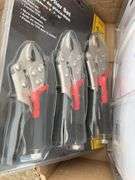 2 of 3 pack ShopPro locking pliers sets, qty of folding hex key sets, 3 of precision screwdriver set